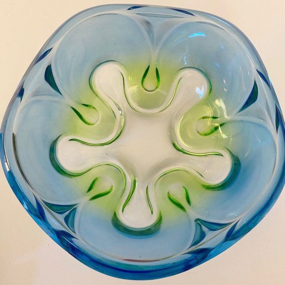 Mikasa Symphony Bowl Blue Green Clear
